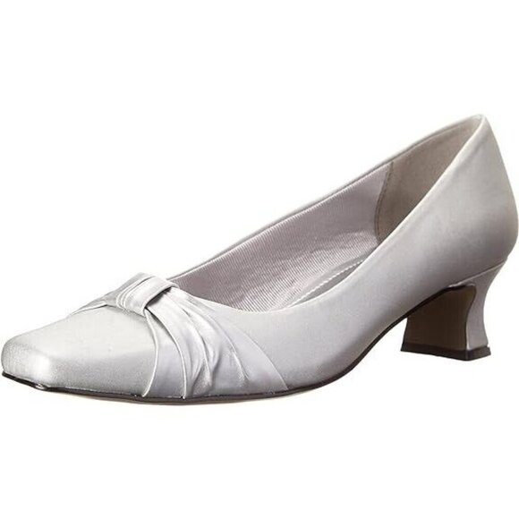 easy street Shoes - Easy Street Women's Alive 5 Dress Pump Silver Satin Heels 8.5 M NEW